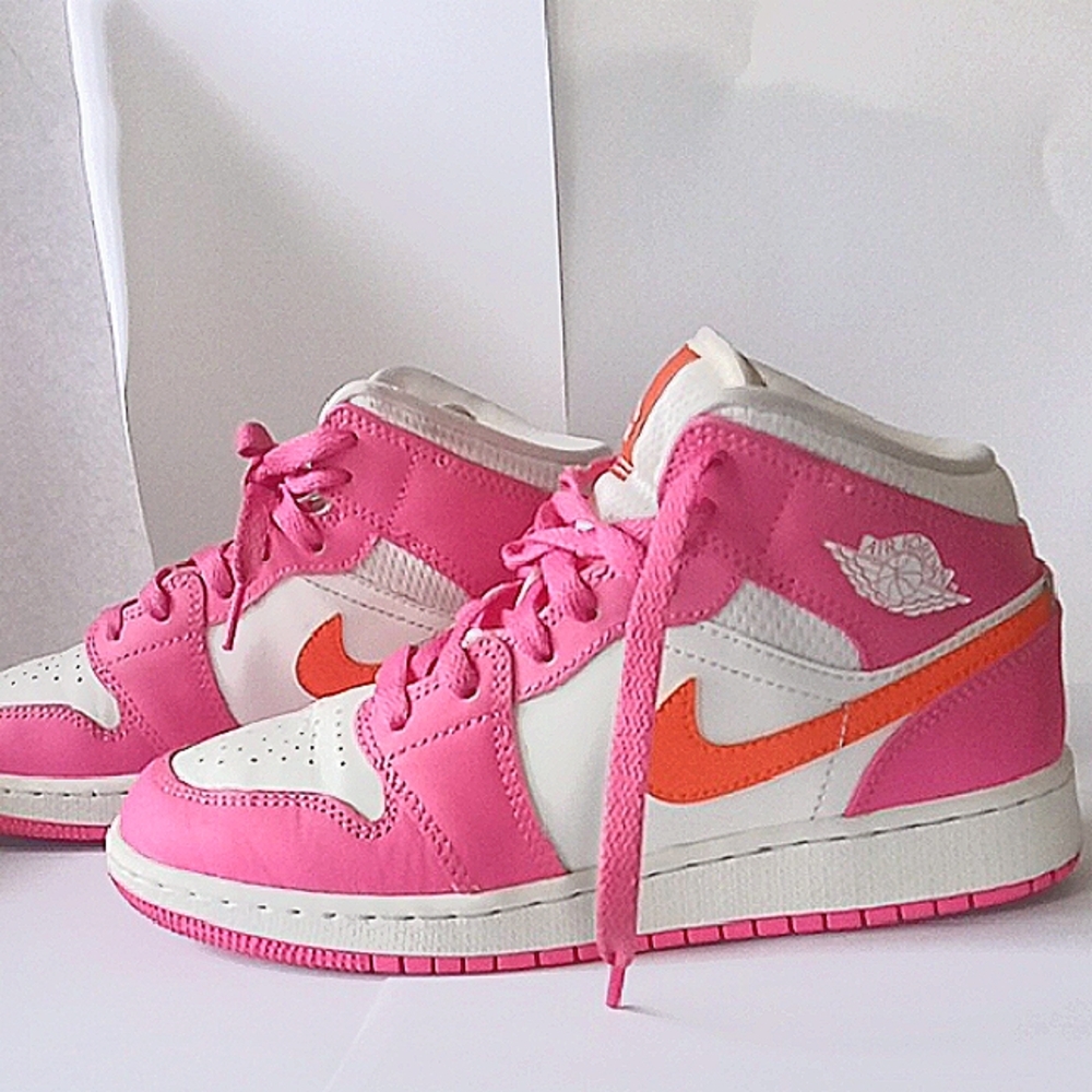 Nike Pink and Orange Mid-Top Sneakers